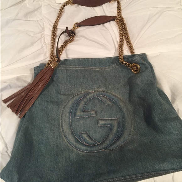 Gucci Handbags - Authentic Denim Gucci SoHo shoulder chain bag